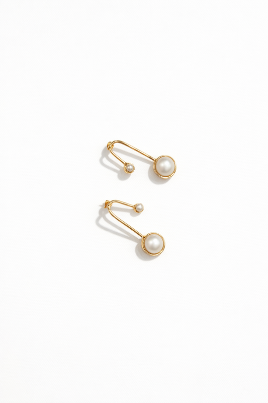 DUO PEARL ARC EARRINGS