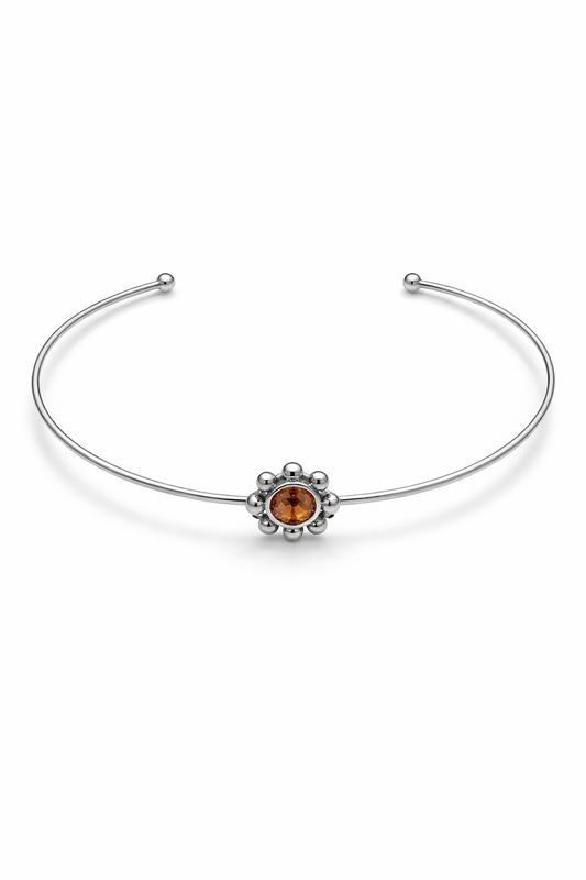 FLOWER CRYSTAL SILVER SPARK CHOKER
