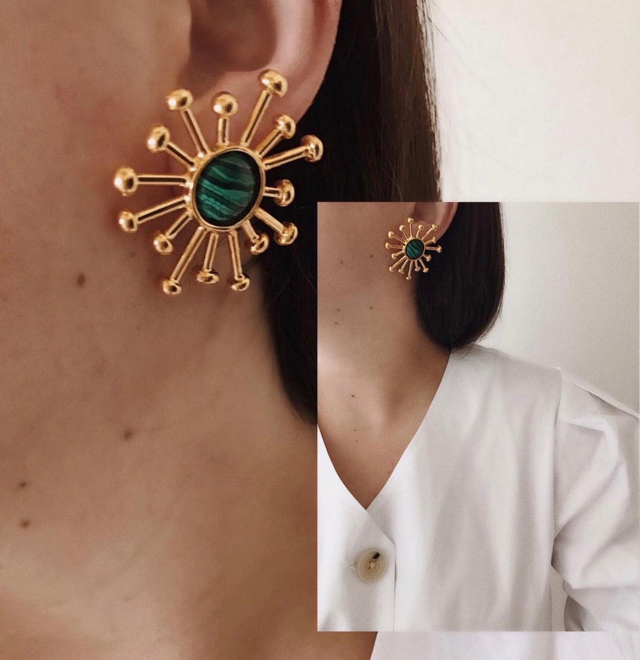 SUN CRUSH MALACHITE EARRINGS