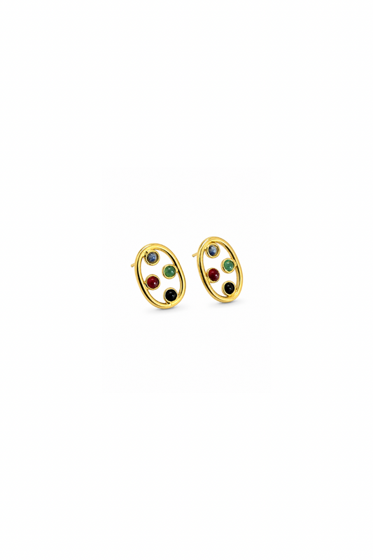 OVAL STONE EARRINGS