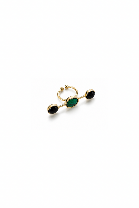 MALACHITE AND DUO ONYX RING